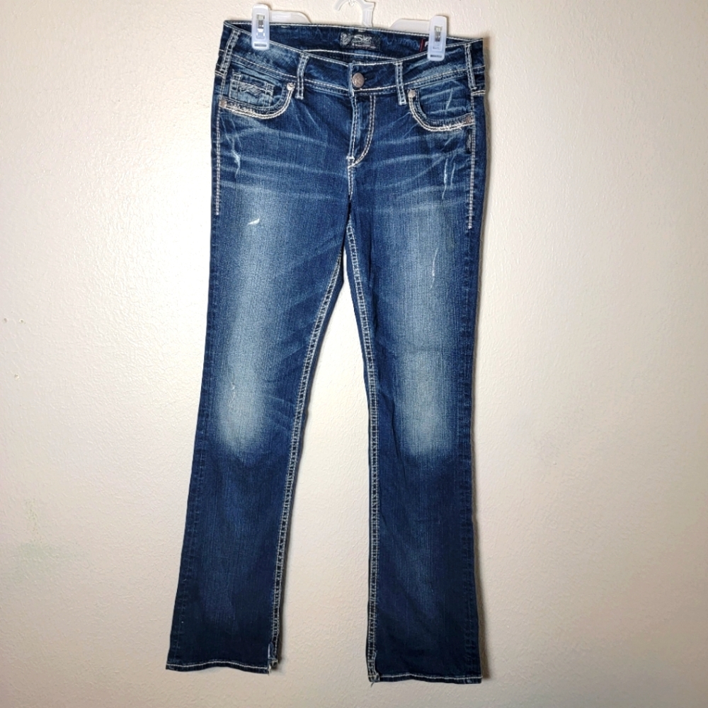 Women's Size 31 Silver Jeans Tall Suki Slim Mid Rise Boot Cut